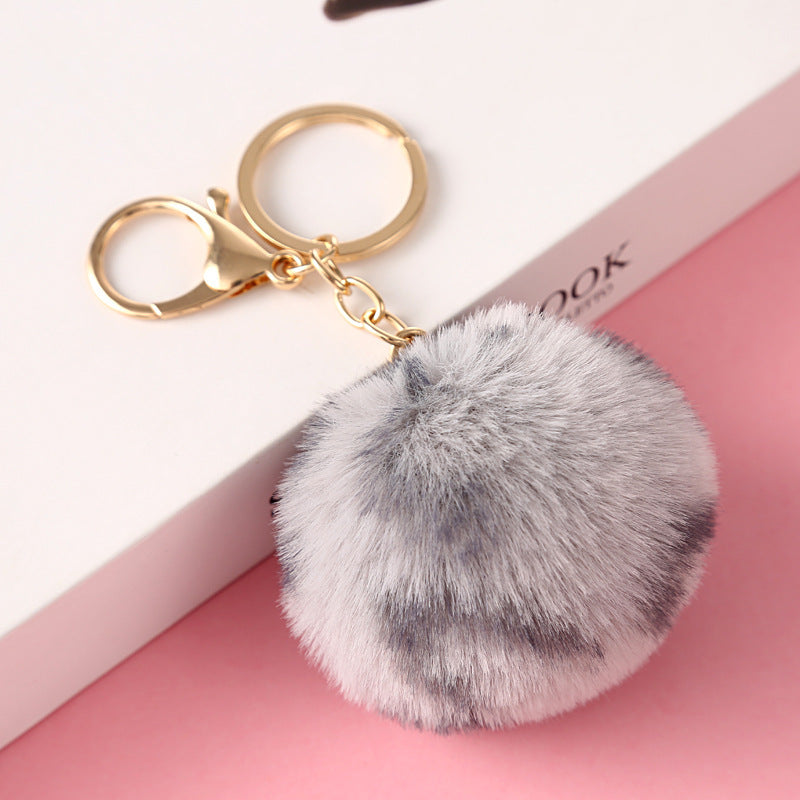 Wholesale Leopard Print Love Plush Ball Keychain